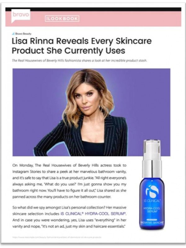 比佛利山庄着名的时尚达人Lisa Rinna 选择iS CLINICAL 作为她的日常护肤品